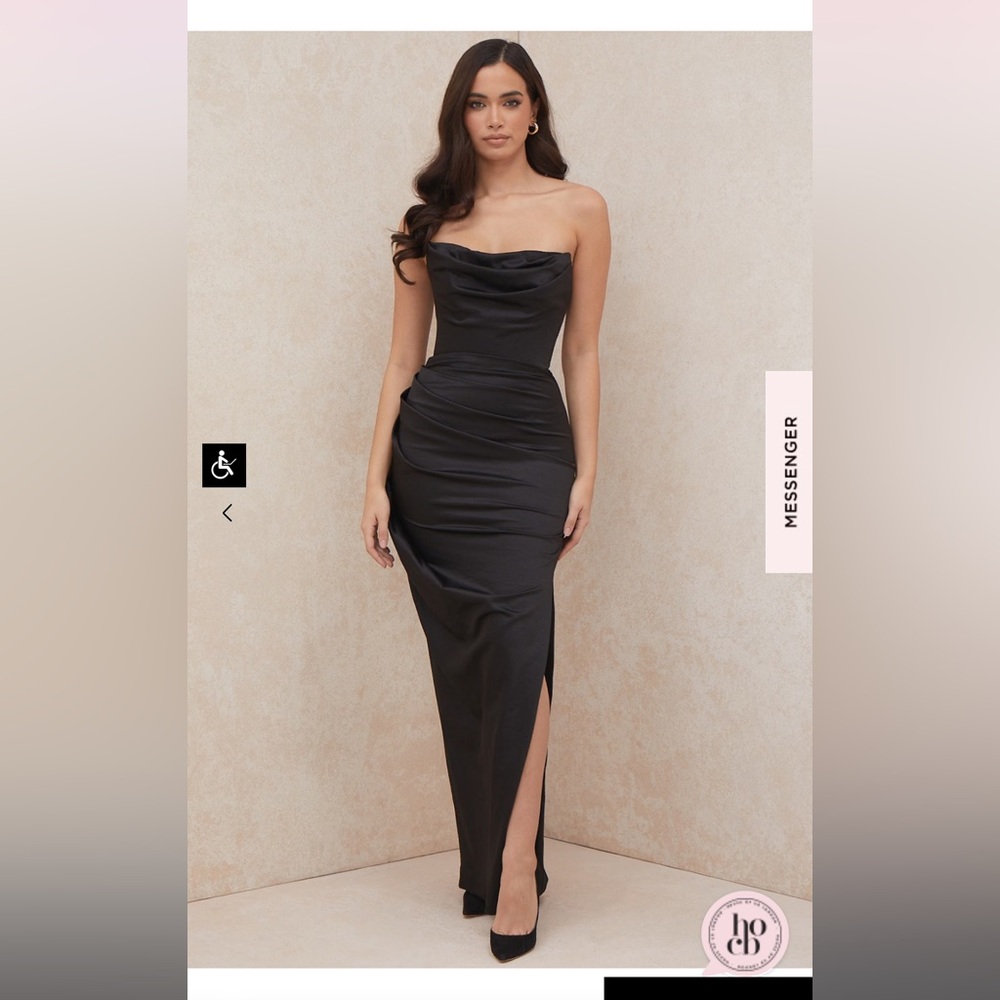 House of CB Adrienne Black Strapless Corset Maxi